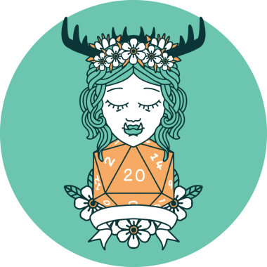 Bir insan tarafından çizilmiş 20 zarlı Ork Druid karakteri simgesi