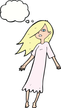 Bir insan tarafından çizilmiş düşünce kabarcığı olan bir kız gibi.