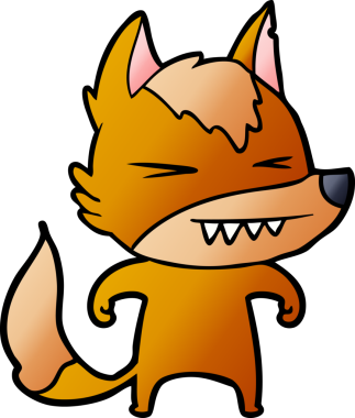 Bir insan tarafından çizilmiş tilki çizgi film karakteri