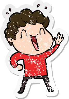 Bir insan tarafından çizilmiş mutlu bir adamın sıkıntılı çıkartması.