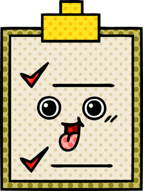 bir insan tarafından çizilmiş kontrol listesinin çizgi roman tarzı karikatürü