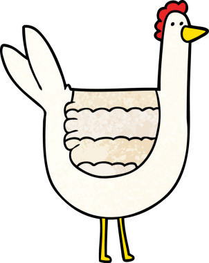 Bir insan tarafından çizilmiş çizgi film tavuğu.