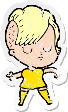 Bir insan tarafından çizilmiş karikatür bir kadının sıkıntılı çıkartması.