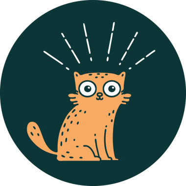 Dövme tarzı bir ikon Bir insan tarafından çizilen sürpriz kedi