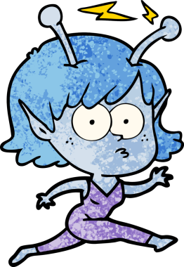 Bir insan tarafından çizilmiş uzaylı kız.