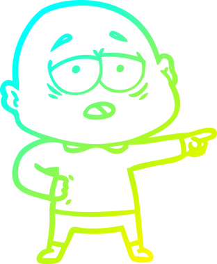 Bir insan tarafından çizilmiş, yorgun, kel bir adamın çizdiği soğuk çizgi.