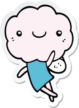 Bir insan tarafından çizilmiş şirin bulut kafalı bir yaratığın çıkartması.