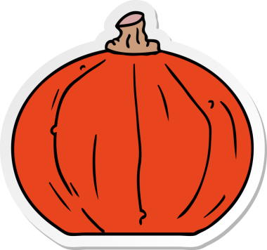 Bir insan tarafından çizilmiş bir balkabağının el çizimi karikatürü.