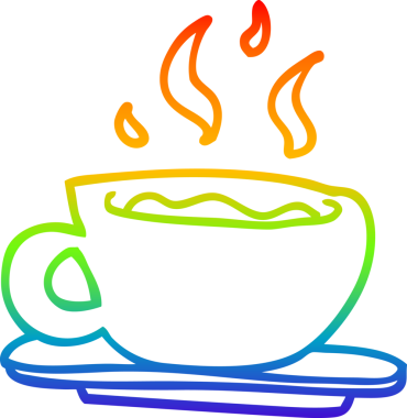 gökkuşağı gradyan çizgisi bir insan tarafından çizilmiş bir çay fincanı