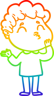 Gökkuşağı gradyan çizgi çizimi bir insan tarafından çizilen bir çizgi film adamı