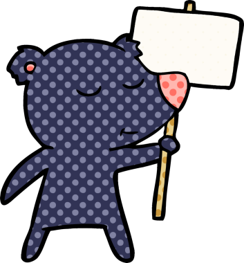 Bir insan tarafından çizilmiş protestolu çizgi film karakteri.