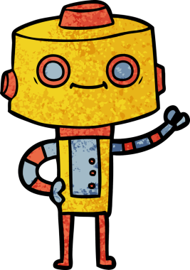 Bir insan tarafından çizilmiş çizgi film robotu