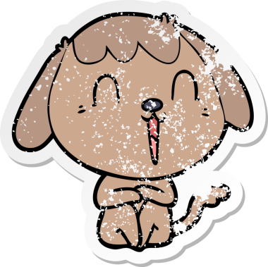 Bir insan tarafından çizilmiş şirin bir köpeğin sıkıntılı çıkartması.