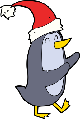bir insan tarafından çizilmiş karikatür noel pengueni