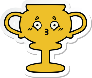 Bir insan tarafından çizilmiş şirin bir karikatür kupasının çıkartması.