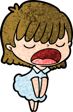 Çizgi filmdeki kadın bir insan tarafından yüksek sesle çizilmiş.