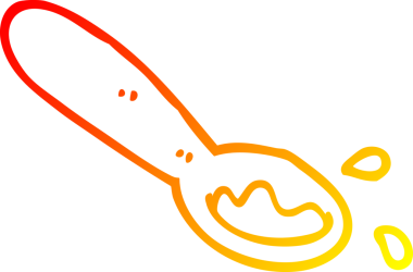 Bir insan tarafından çizilmiş bir yemek kepçesinin sıcak çizgi çizimi