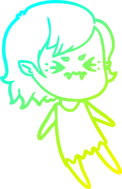 Bir insan tarafından çizilmiş, soğuk gradyan çizgi film karakteri bir vampir kız.