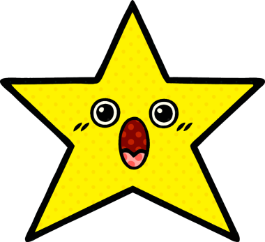 Bir insan tarafından çizilmiş bir altın yıldızın çizgi filmi.