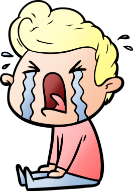 Bir insan tarafından çizilmiş ağlayan bir karikatür.