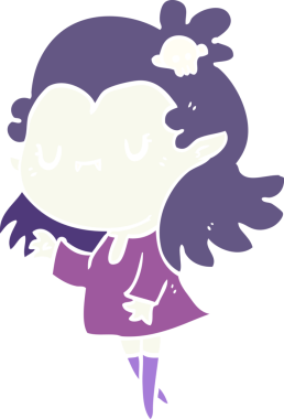 Bir insan tarafından çizilmiş düz renkli vampir çizgi filmi.