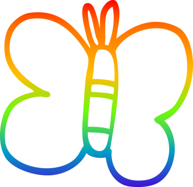 gökkuşağı gradyan çizgi çizimi bir insan tarafından çizilmiş kelebek çizimi