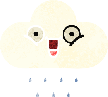 Bir insan tarafından çizilmiş yağmur bulutunun retro çizim tarzı karikatürü