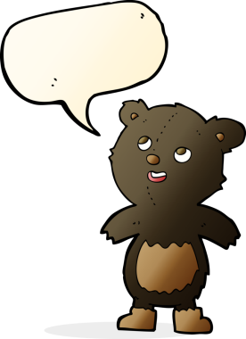 bir insan tarafından çizilmiş konuşma baloncuğu olan siyah bir ayı.