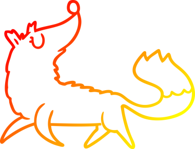 Bir insan tarafından çizilmiş bir tilkinin sıcak çizgi çizimi