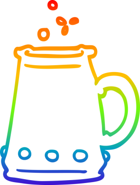 Gökkuşağı gradyan çizgi çizimi bir insan tarafından çizilmiş karikatür jem kabuklu fincan