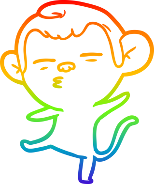 Gökkuşağı gradyan çizgi çizimi Bir insan tarafından çizilmiş şüpheli maymun