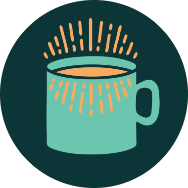 Bir insanın çizdiği kahve fincanının ikonik dövme şekli.