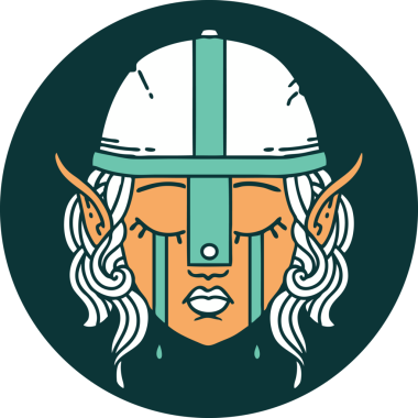 Bir insan tarafından çizilmiş ağlayan elf savaşçı karakteri simgesi