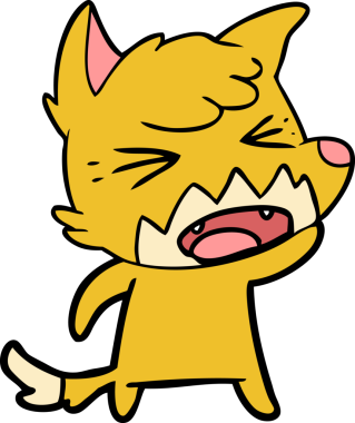 Bir insan tarafından çizilmiş kızgın çizgi film tilkisi.