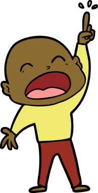 Bir insan tarafından çizilmiş kel adam diye bağıran çizgi film.