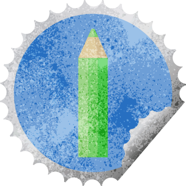 yeşil renkli kalem grafik vektör illüstrasyon yuvarlak etiket bir insan tarafından çizilmiş