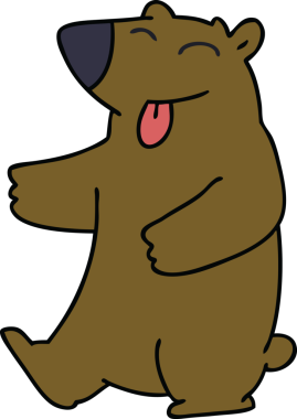 Bir insan tarafından çizilmiş garip bir çizgi film ayısı.