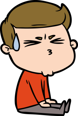 Bir insan tarafından çizilmiş terleyen çizgi film adamı.