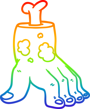 Gökkuşağı gradyan çizimi bir insan tarafından çizilmiş ürkütücü bir zombi eli çizimi