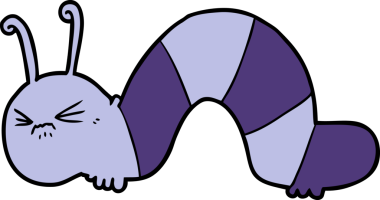 Bir insan tarafından çizilmiş kızgın tırtıl çizgi filmi.