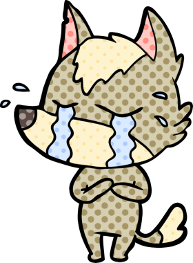 Bir insan tarafından çizilmiş ağlayan kurt çizgi filmi.