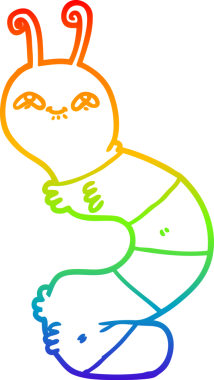 Bir insan tarafından çizilmiş mutlu bir tırtılın çizimi.