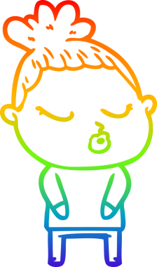 Gökkuşağı gradyan çizgi çizimi bir insan tarafından çizilmiş sakin bir kadın