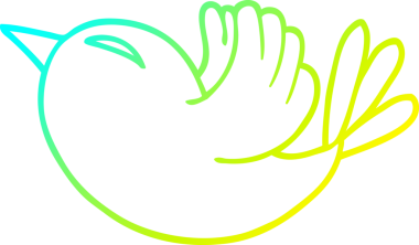 Bir insan tarafından çizilen kırmızı kuşun soğuk gradyan çizgisi