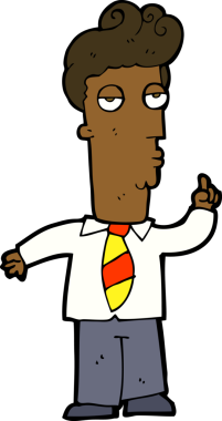 Çizgi filmdeki sıkılmış adam bir insan tarafından çizilmiş sorular soruyor.