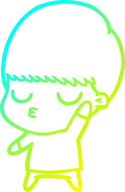 Bir çizgi film karakteri çizen soğuk gradyan bir çocuk bir insan tarafından çizilmiş.