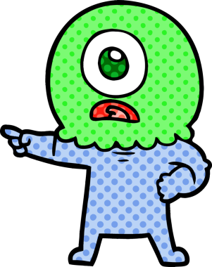 Çizgi film Tepegöz uzaylı uzay adamı bir insan tarafından çizilmiş.