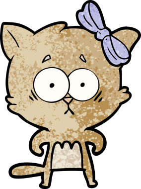 Bir insan tarafından çizilmiş çizgi film kedisi.