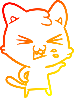 Bir insan tarafından çizilmiş çizgi film kedisinin sıcak çizgi çizimi