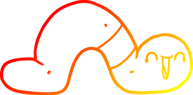 Bir insan tarafından çizilmiş bir karikatür solucanının sıcak çizgi çizimi